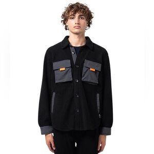 NWT WeSC Sherpa Cargo Long Sleeves Overshirt Colorblock